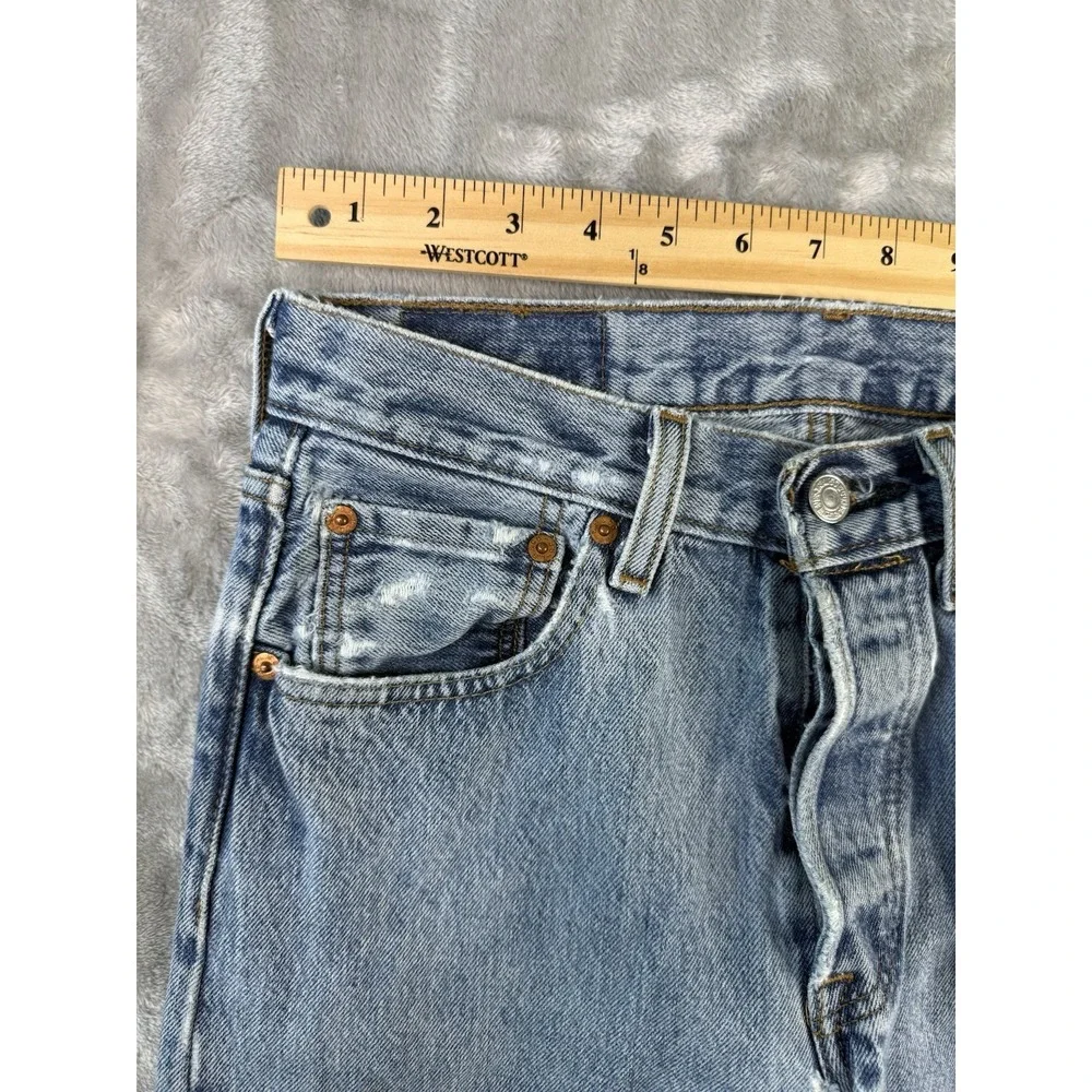 Levis Jeans Mens Blue 501 Premium Light Wash Button Fly Straight Denim 28x32